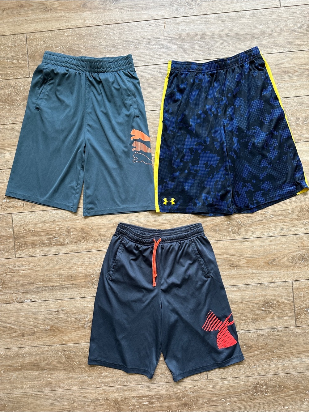 Set of 3 Boys Athletic Shorts Puma & Under Armour Size L 14-16